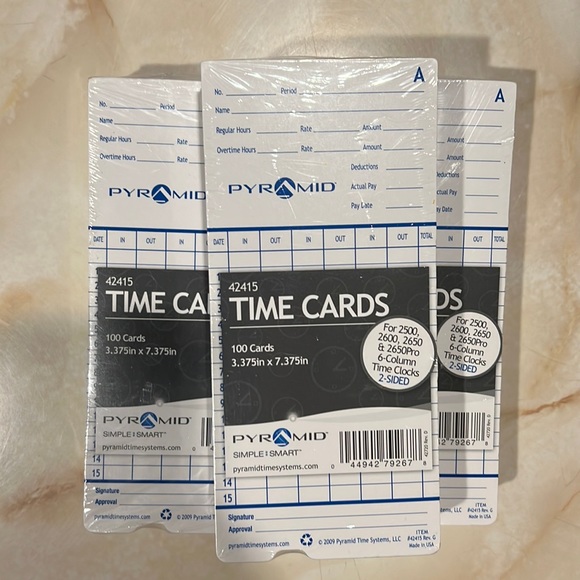 NWT 3pc -100ct Pyramid Time Systems time cards 42415 - Picture 2 of 5